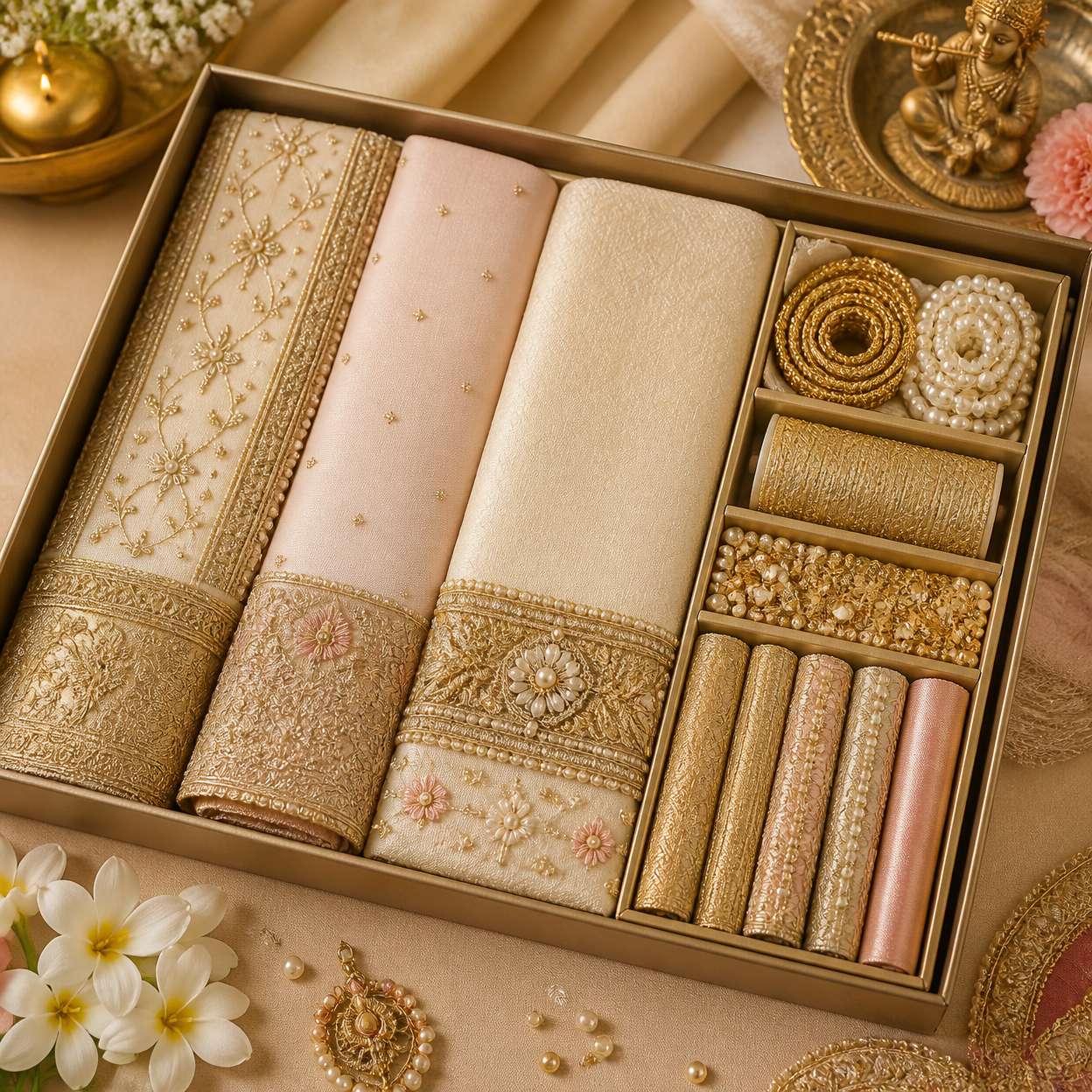 Ceremonial craft details in warm premium tones